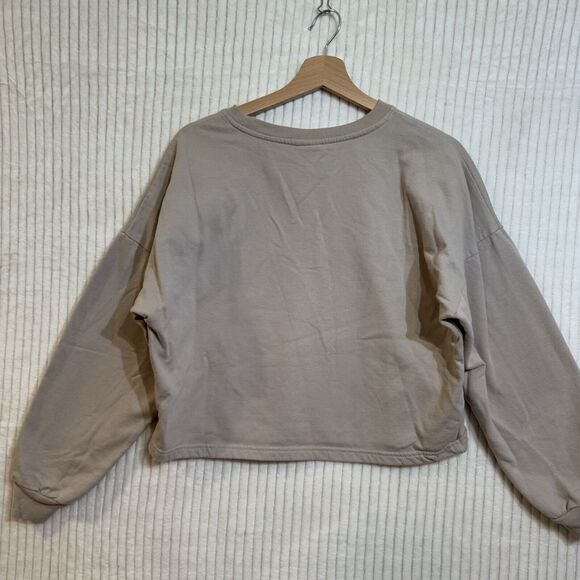 Disney Mickey & Minnie Mouse XXL Beige Pink Cropped Sweatshirt Pullover - Picture 4 of 14